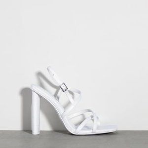 ZARA | ANIMAL PRINT HIGH HEELED STRAPPY SANDALS WHITE | Size 9 | Strappy Sandals